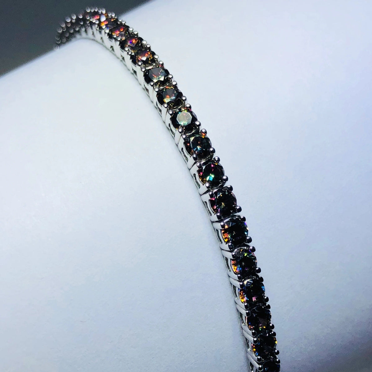 LIV platinum over sterling silver mystic topaz tennis bracelet