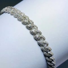 LIV platinum over sterling silver white sapphire pave link tennis bracelet