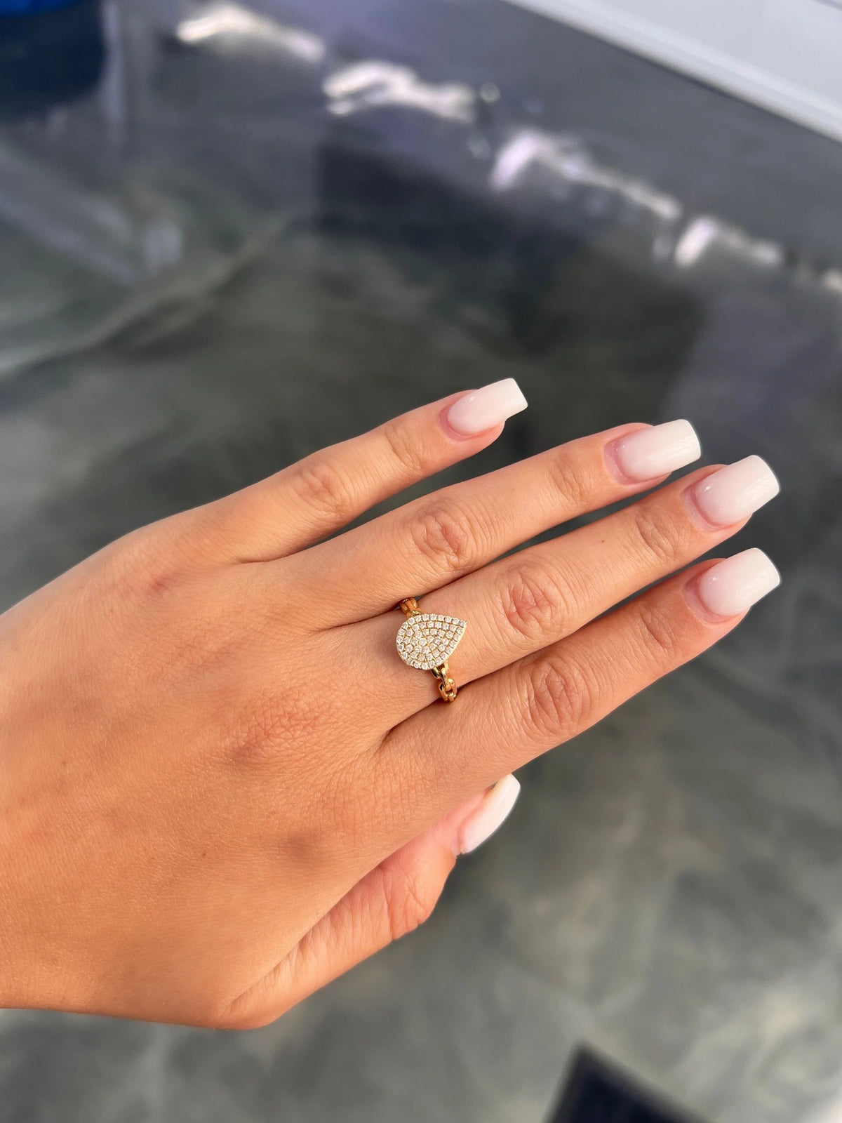 LIV "Kayla" Pave Diamond Pear Shaped Ring