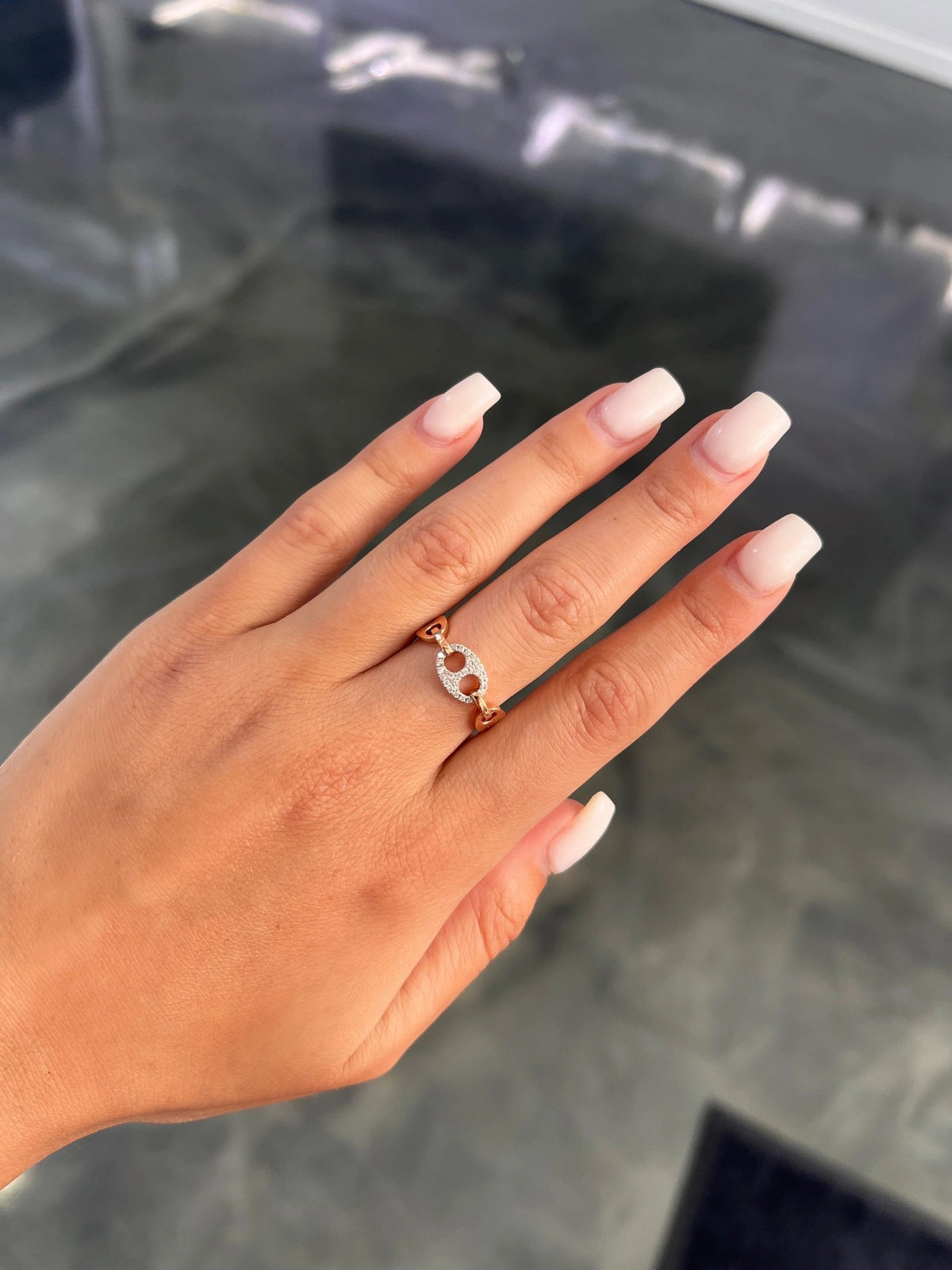 LIV "Grace" Rose Gold Diamond Link Ring