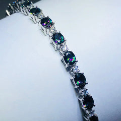 LIV platinum over sterling silver mystic topaz tennis bracelet