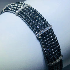 LIV 18k black gold over sterling silver white sapphire wide diamond cut tennis bracelet