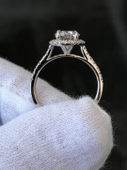 LIV 14K White Gold & Diamonds Pave Halo With a 2ct Oval Moissanite E/VVS Engagement Ring Size 6