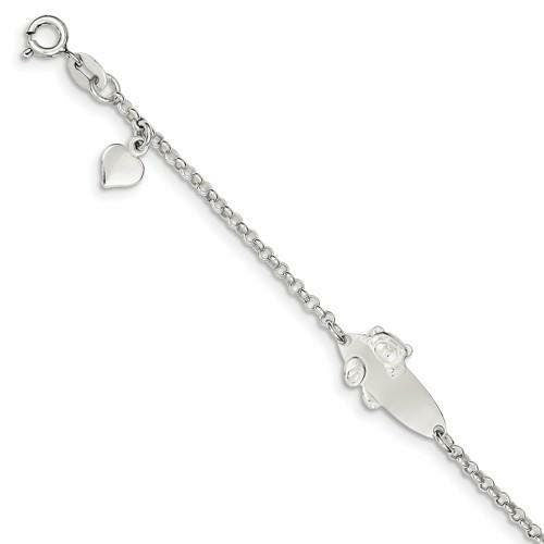 LIV Kids Platinum Sterling Silver Cable Link ID Child Name Teddy Bracelet Free Engraving