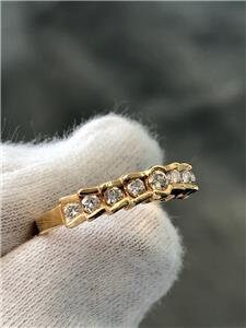 LIV 14k Yellow Gold Genuine Diamonds Step Design Graduate Stackable Band Ring