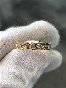 LIV 14k Yellow Gold Genuine Diamonds Step Design Graduate Stackable Band Ring