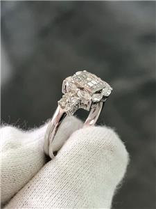 LIV 18k White Gold Genuine Diamonds Princess Cut 1.25ct G/VVS Pave Halo Ring