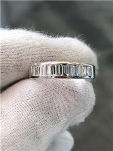 LIV 14k White Gold Genuine White Diamonds Baguette Cut Band Ring 1.30ct G/VS