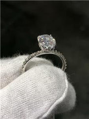 LIV 14k White Gold & Diamonds Hidden Halo 2ct Oval Moissanite E/VVS Engagement Ring