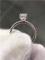 LIV 14k White Gold & Diamonds Hidden Halo 1ct Oval Moissanite E/VVS Engagement Ring