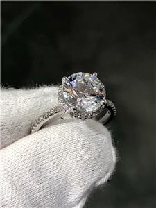 LIV 14k White Gold & Diamonds Hidden Halo 2ct Round Moissanite E/VVS Engagement Ring