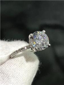 LIV 14k White Gold Genuine White Diamonds Hidden Halo 2ct Moissanite Engagement Ring
