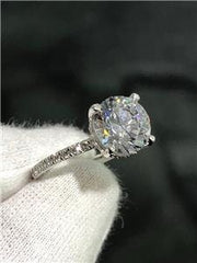 LIV 14k White Gold Genuine White Diamonds Hidden Halo 2ct Moissanite Engagement Ring