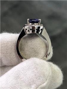 LIV 14k White Gold Genuine Diamonds & 2.36ct Purple Tanzanite Oval Halo Ring