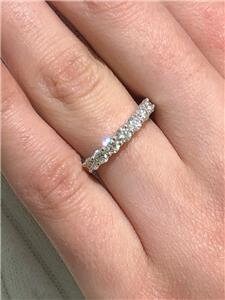 LIV 14k White Gold & Diamonds 1.22ct G/VS 7 Stone Shared Prong Classic Band Ring