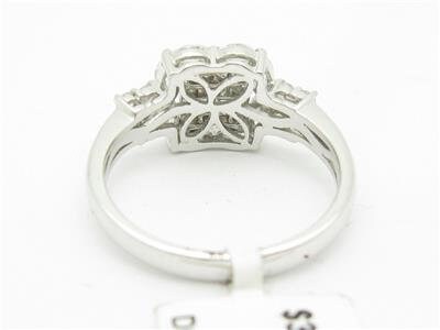 LIV 18kt White Gold Genuine White Diamond Marquee Halo Design Engagement Ring Gift