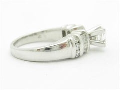 LIV Solid Platinum Genuine Princess Cut Diamond Baguette Design Engagement Ring Gift