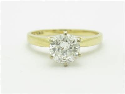 LIV 14K Yellow Gold Round Cut Diamond 1.13ct G/SI2 Solitaire Design Engagement Ring