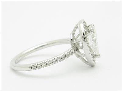LIV 14k White Gold & Diamonds Pear Shape 1.46ct Center Stone G-VS1 Engagement Ring