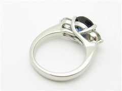 LIV Platinum 3 Stone White & Blue Sapphire Engagement Promise Ring 9.3 Grams Gift