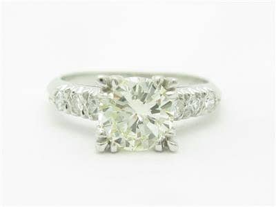 LIV Vintage Platinum & Round Cut 1.50ct Diamond Engagement Ring Estate Ring H-VS1