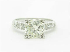 LIV Vintage Platinum & Round Cut 1.50ct Diamond Engagement Ring Estate Ring H-VS1