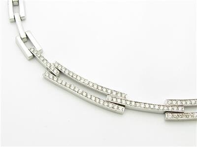 LIV 14k Solid White Gold & Diamonds Pave Link Design Tennis Necklace