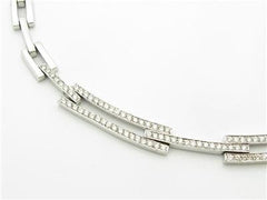 LIV 14k Solid White Gold & Diamonds Pave Link Design Tennis Necklace