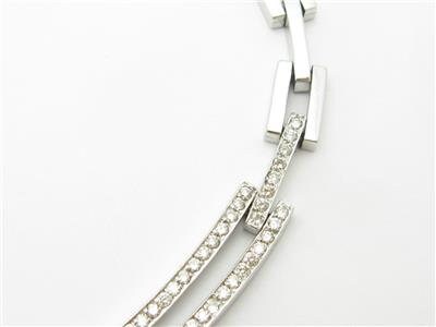 LIV 14k Solid White Gold & Diamonds Pave Link Design Tennis Necklace