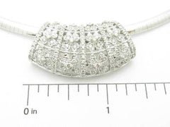 LIV 14k Solid White Gold Genuine Diamond Vintage Design Slider Omega Necklace