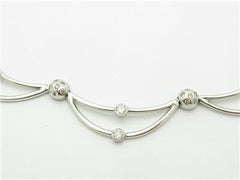LIV 14k White Gold & Diamonds Abstract Design Halo Bridal Tennis Necklace Gift