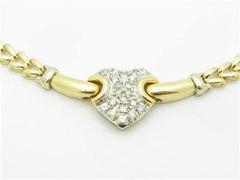 LIV 14k Solid Yellow Gold & Diamond Pave Heart V Shape Tennis Necklace