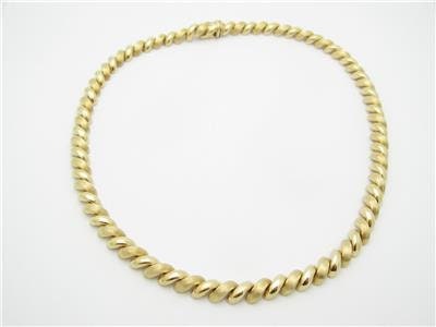 LIV 14k Yellow Gold Brushed Finished Macaroni Design Tennis Necklace 34.5 Grams