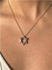 LIV 14k White Gold & Diamonds 0.72ct G/VS Star of David Pave Halo Necklace 16" Gift