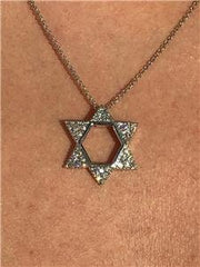 LIV 14k White Gold & Diamonds 0.72ct G/VS Star of David Pave Halo Necklace 16" Gift