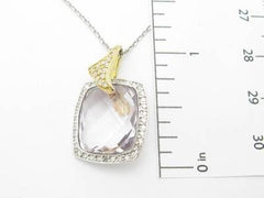 LIV 14kt Solid Gold Genuine White Diamond Purple Amethyst Stone Design Drop Necklace