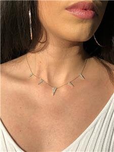 LIV 14k White Gold & Diamonds 0.68ct G/VVS Pave Spike Design Choker Halo Necklace