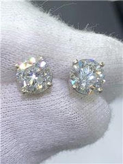 LIV 14k White Gold Round Diamond Stud Earrings 2.01ct tw G/SI1 Screw Back Earrings