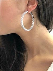 LIV Platinum Sterling Silver White Sapphire Inside Out Extra Large Hoop Earrings