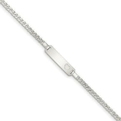 LIV Kids Platinum Sterling Silver Cuban Link Child ID Heart Name Bracelet Free Engraving