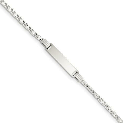 LIV Kids Platinum Sterling Silver Unique Link Child ID Name Bracelet Free Engraving Gift