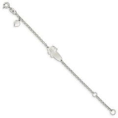 LIV Kids Platinum Sterling Silver Cable Link ID Child Name Teddy Bracelet Free Engraving