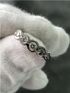 LIV 14k White Gold Genuine Diamonds Halo Design 5 Stone Wedding Band Ring Sz 5 G/VS12