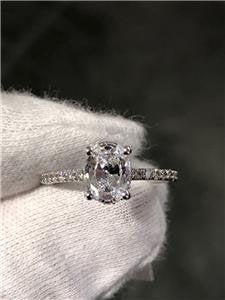 LIV 14k White Gold & Diamonds Hidden Halo 1.5ct Oval Moissanite E/VS Engagement Ring