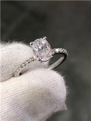 LIV 14k White Gold & Diamonds Hidden Halo 1ct Oval Moissanite E/VVS Engagement Ring