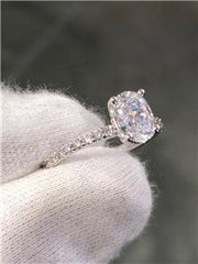 LIV 14k White Gold & Diamonds Hidden Halo 1ct Oval Moissanite E/VVS Engagement Ring