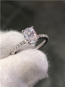 LIV 14k White Gold & Diamonds Hidden Halo 1ct Oval Moissanite E/VVS Engagement Ring