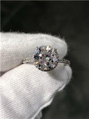 LIV 14k White Gold & Diamonds Hidden Halo 2ct Round Moissanite E/VVS Engagement Ring