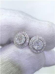 LIV 14k White Gold & Diamonds G/VS1 Pave Round Double Halo Stud Earrings 0.72ct tw