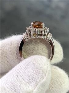 LIV 14k White Gold Genuine Diamonds & Golden Citrine Oval Cut Design Halo Ring